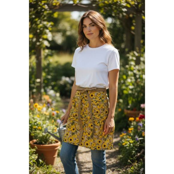 Handmade reversible cotton apron egg collector egg apron farmhouse rooster print - Picture 2 of 5